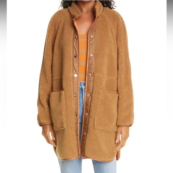 Veronica Beard Women's XL Sullie Teddy Brown Coat Sherpa High Pile Fleece